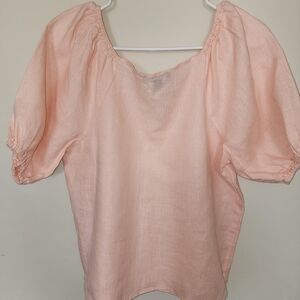 Saks Fifth Avenue Light Peach Puff-Sleeve Peasant Blouse